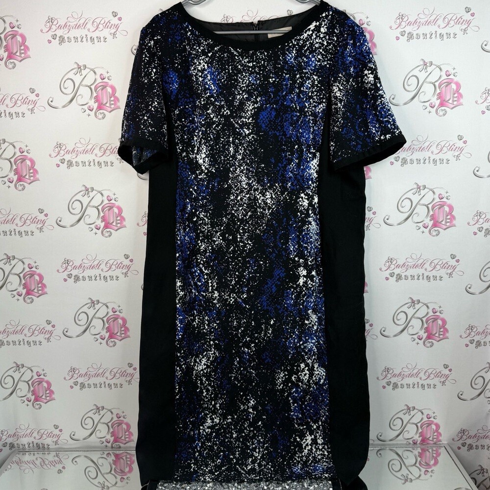 Planet dress, abstract, pattern, Chic Blue and Black Women's Mini Dress